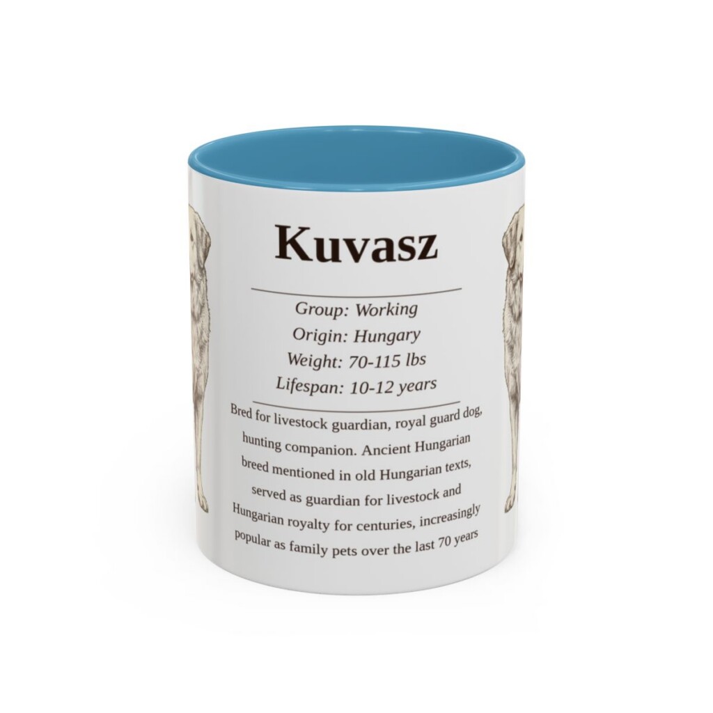 11oz Kuvasz Mug, Light Blue, front view