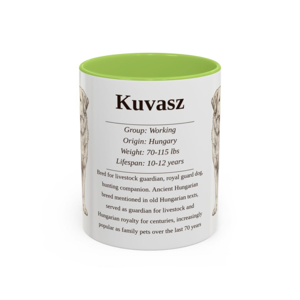 11oz Kuvasz Mug, Light Green, front view