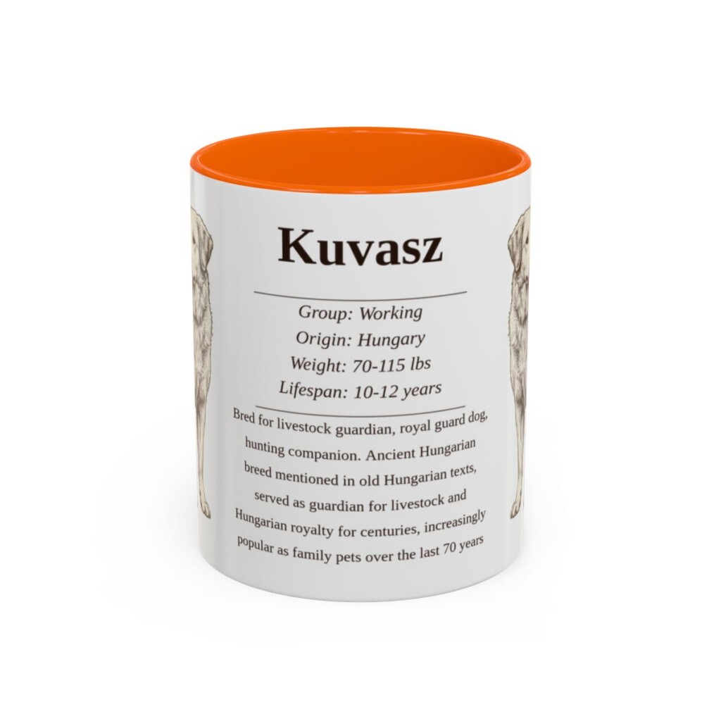 11oz Kuvasz Mug, Orange, front view
