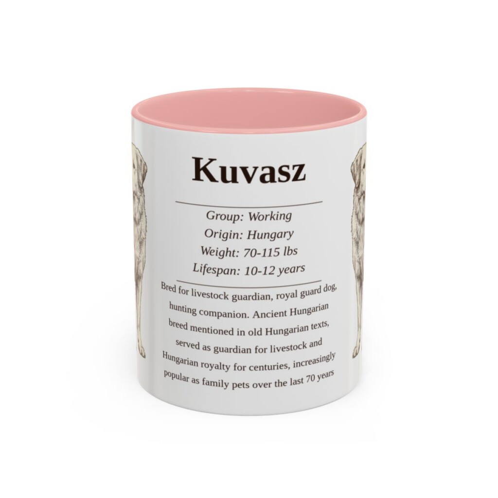 11oz Kuvasz Mug, Pink, front view