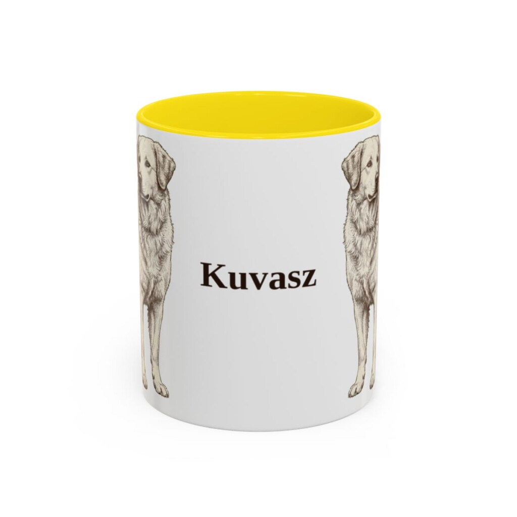 11oz Kuvasz Mug, Yellow, front view