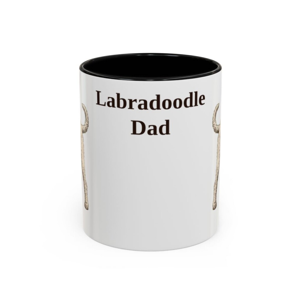 11oz Labradoodle Dog Dad Mug, Black, front view