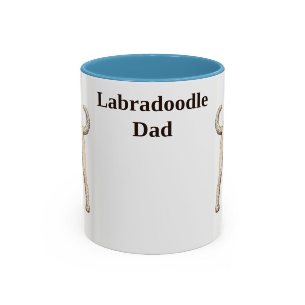 11oz Labradoodle Dog Dad Mug, Light Blue, front view