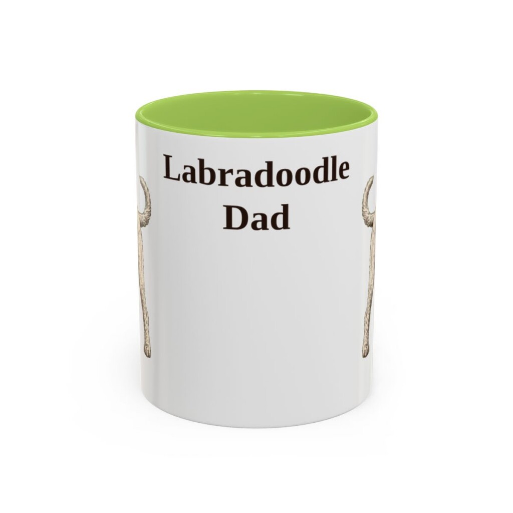 11oz Labradoodle Dog Dad Mug, Light Green, front view
