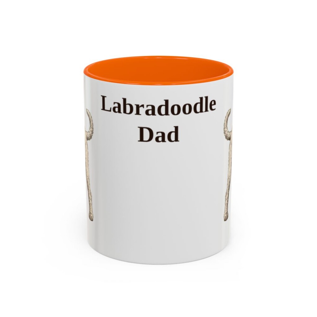 11oz Labradoodle Dog Dad Mug, Orange, front view