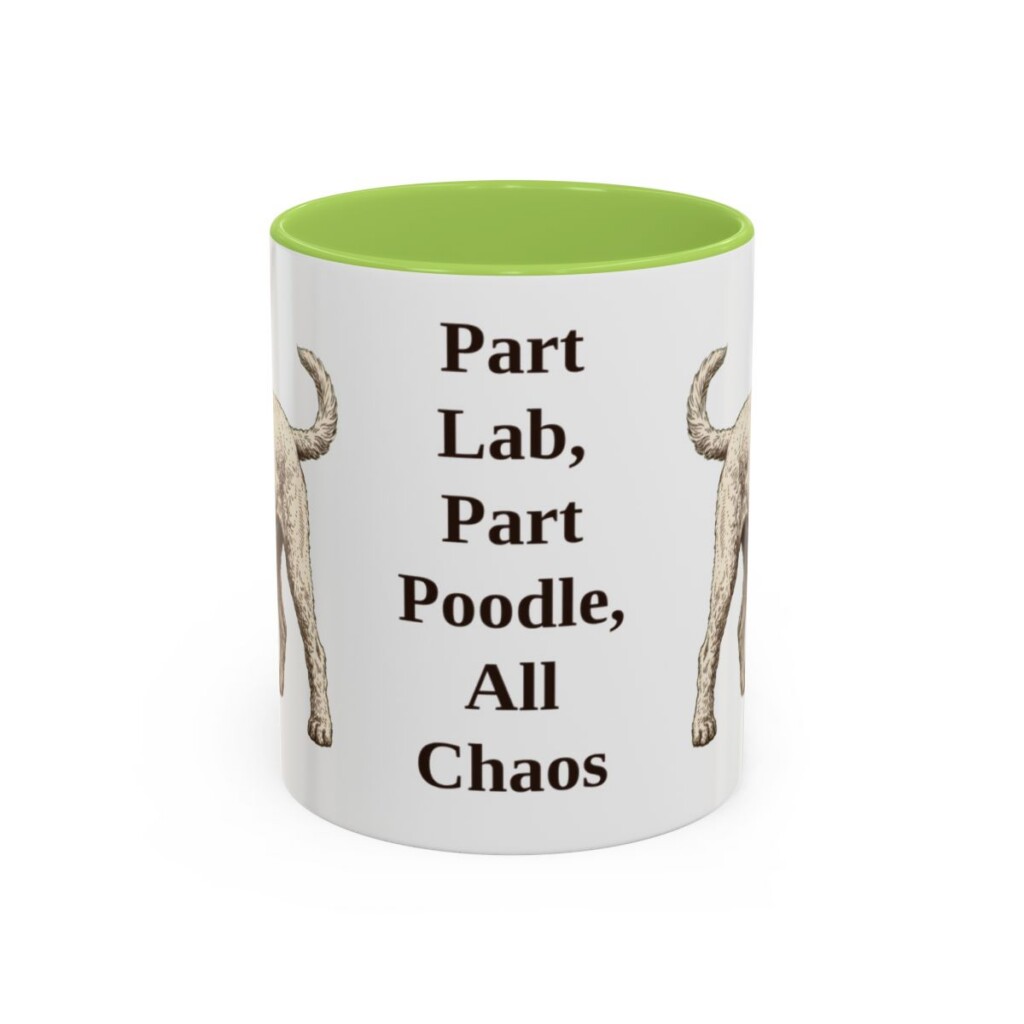 11oz Funny Labradoodle Mug, Light Green, front view