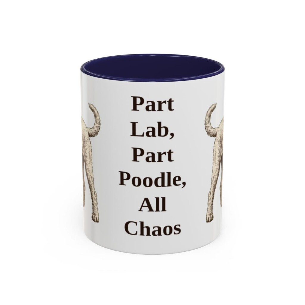 11oz Funny Labradoodle Mug, Navy, front view