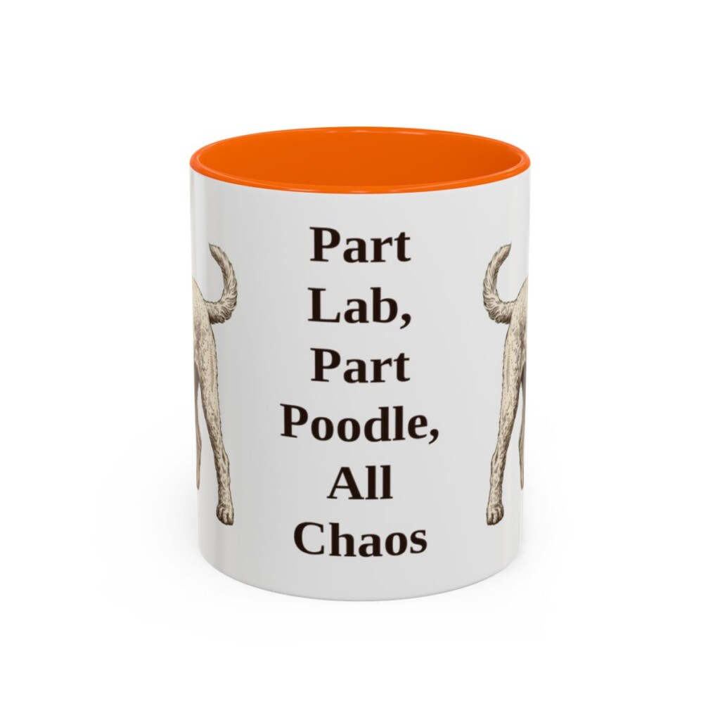 11oz Funny Labradoodle Mug, Orange, front view