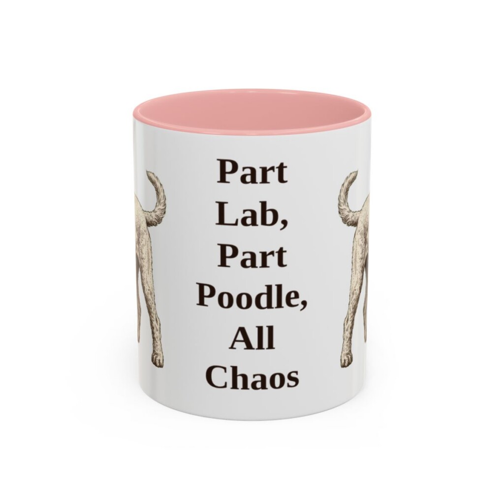 11oz Funny Labradoodle Mug, Pink, front view