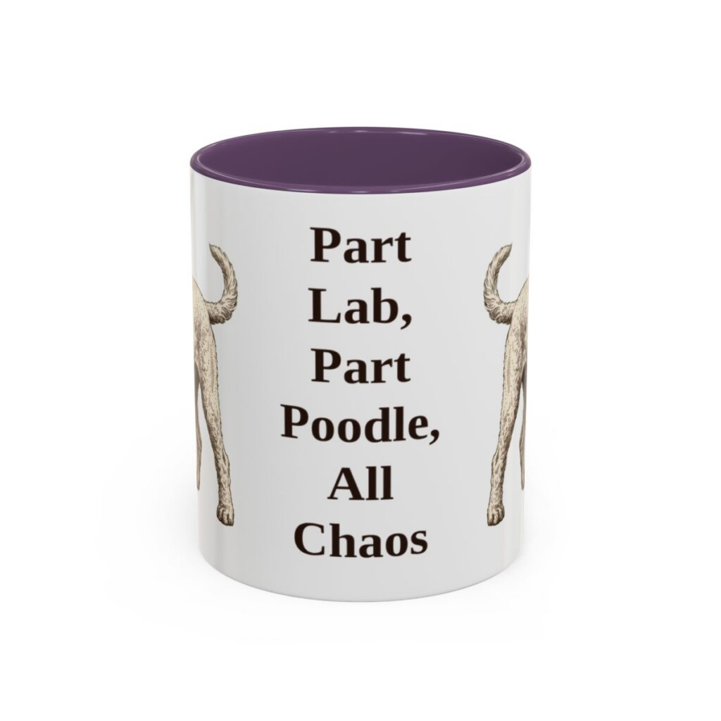 11oz Funny Labradoodle Mug, Purple, front view