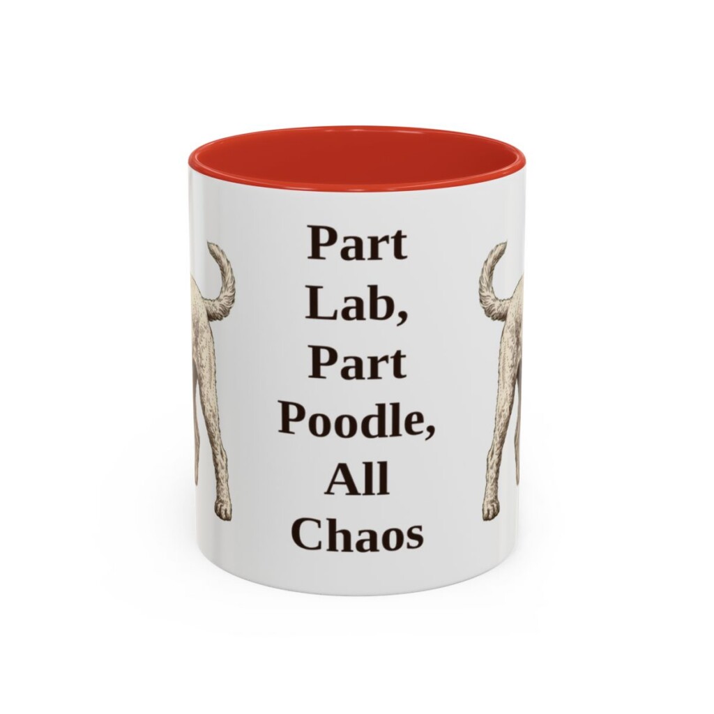 11oz Funny Labradoodle Mug, Red, front view