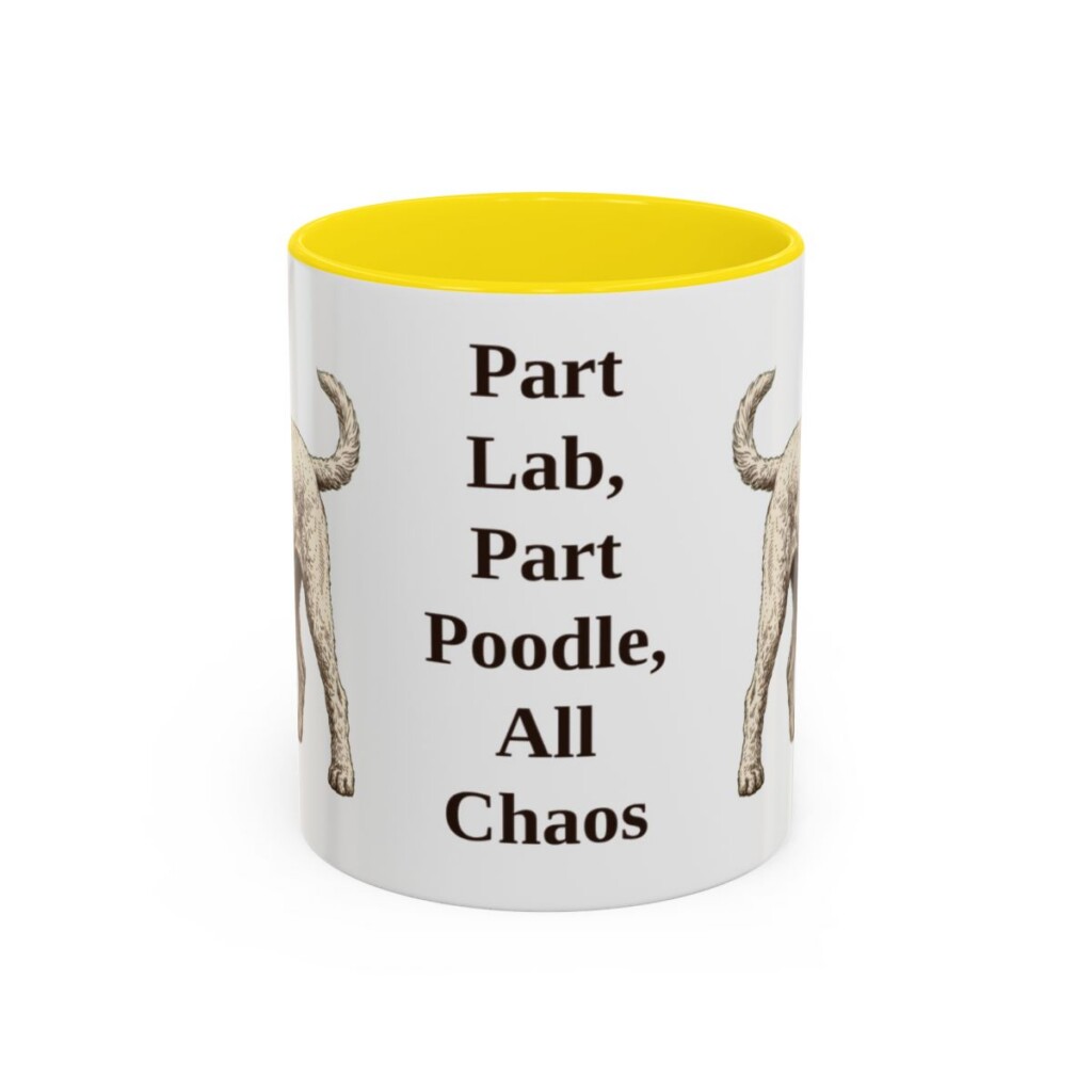 11oz Funny Labradoodle Mug, Yellow, front view