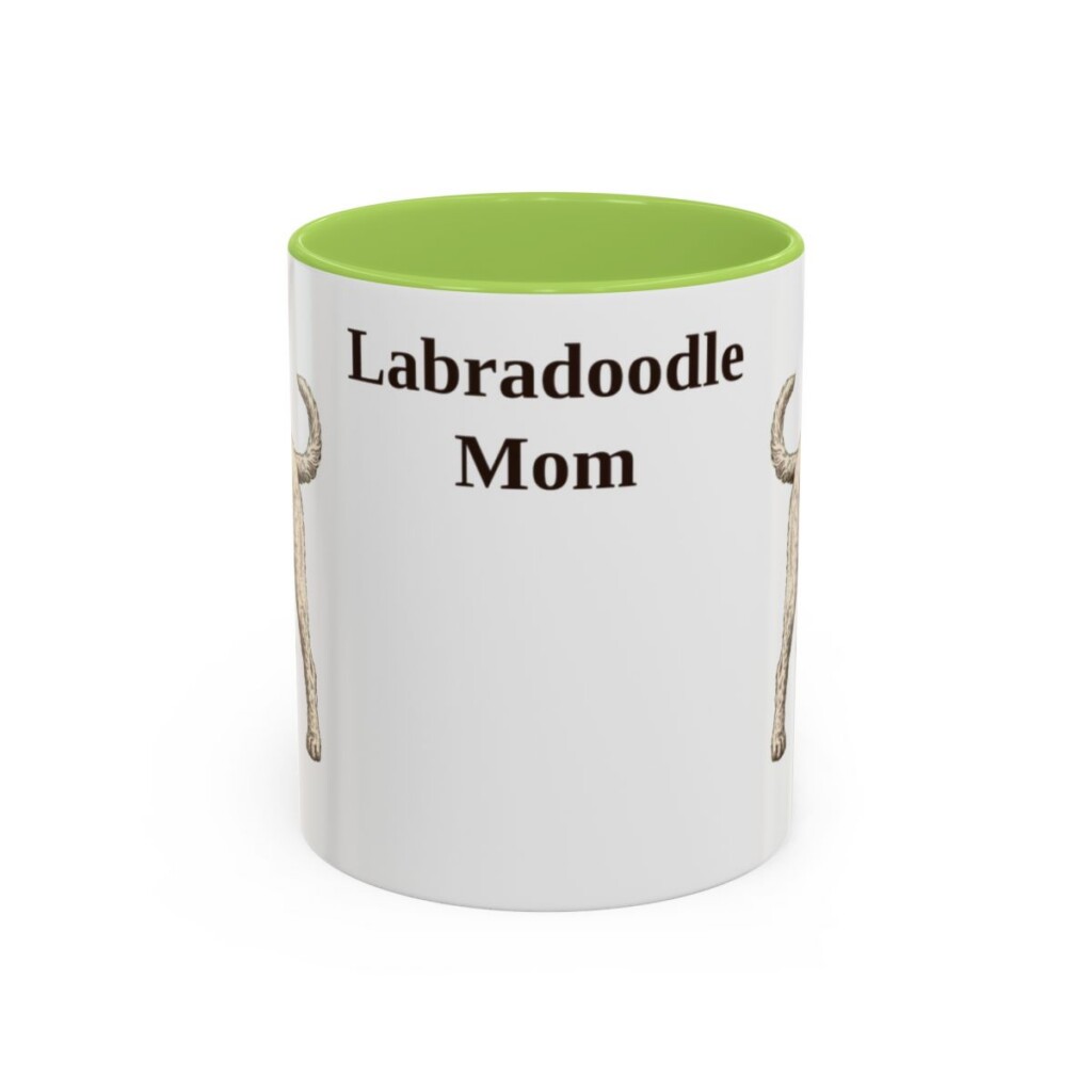 11oz Labradoodle Dog Mom Mug, Light Green, front view