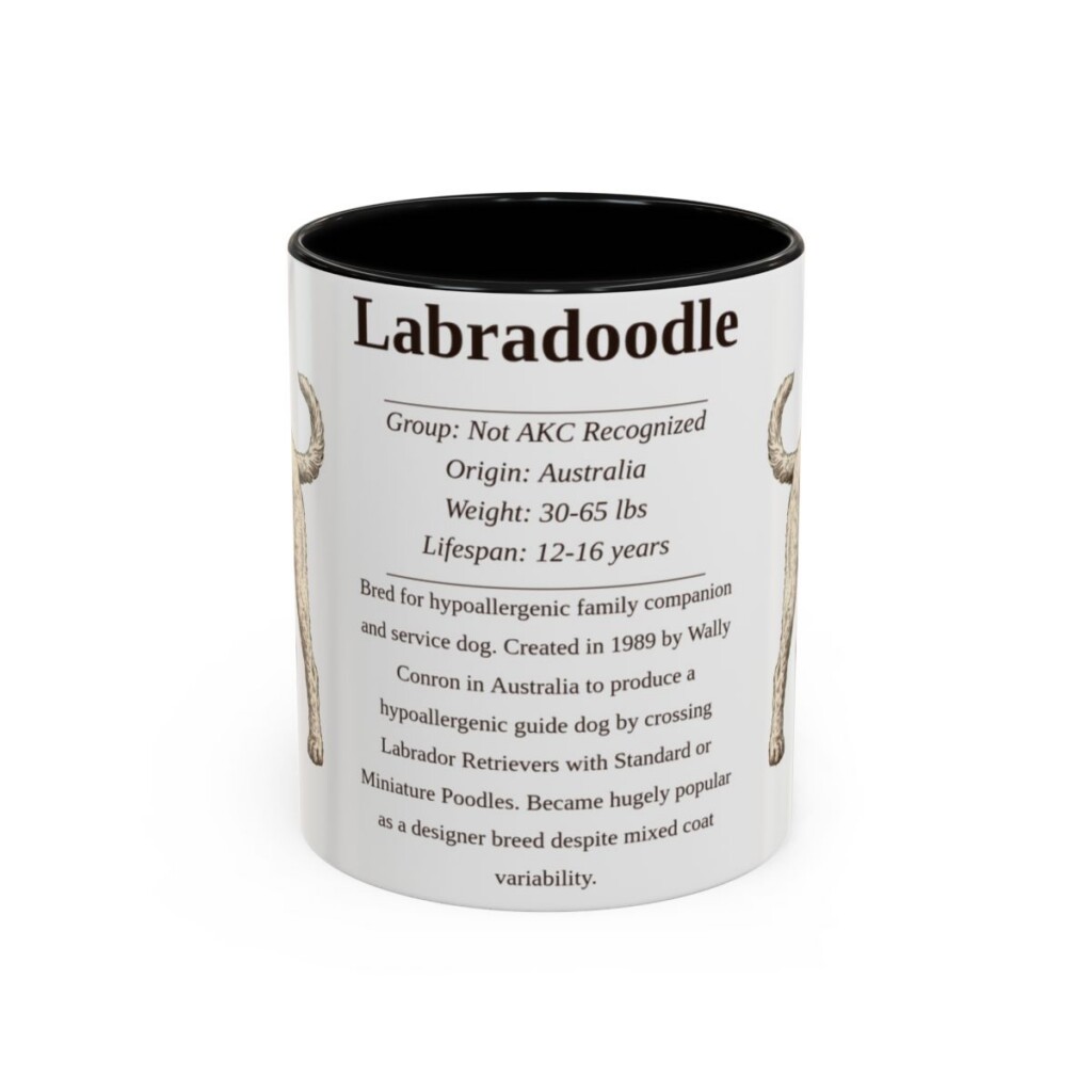 11oz Labradoodle Mug, Black, front view