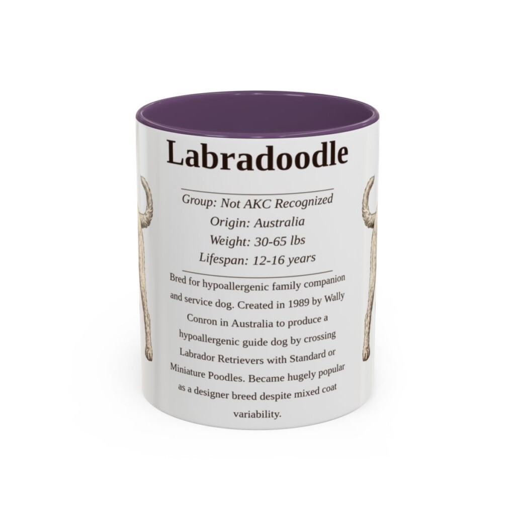 11oz Labradoodle Mug, Purple, front view
