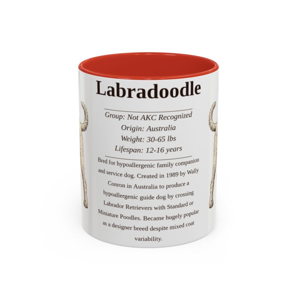 11oz Labradoodle Mug, Red, front view