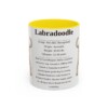 11oz Labradoodle Mug, Yellow, front view