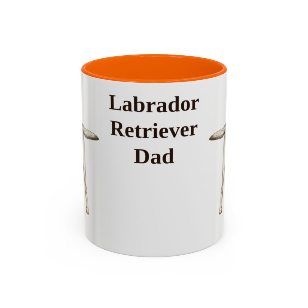 11oz Labrador Retriever Dog Dad Mug, Orange, front view