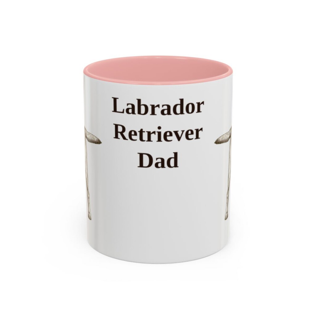 11oz Labrador Retriever Dog Dad Mug, Pink, front view
