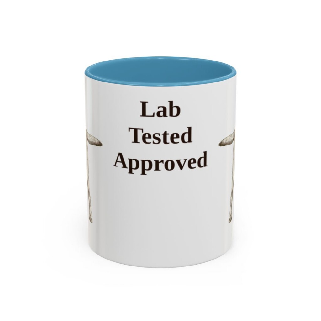 11oz Funny Labrador Retriever Mug, Light Blue, front view
