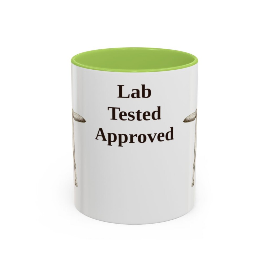 11oz Funny Labrador Retriever Mug, Light Green, front view