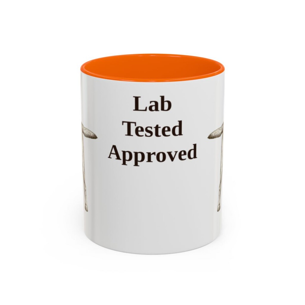 11oz Funny Labrador Retriever Mug, Orange, front view