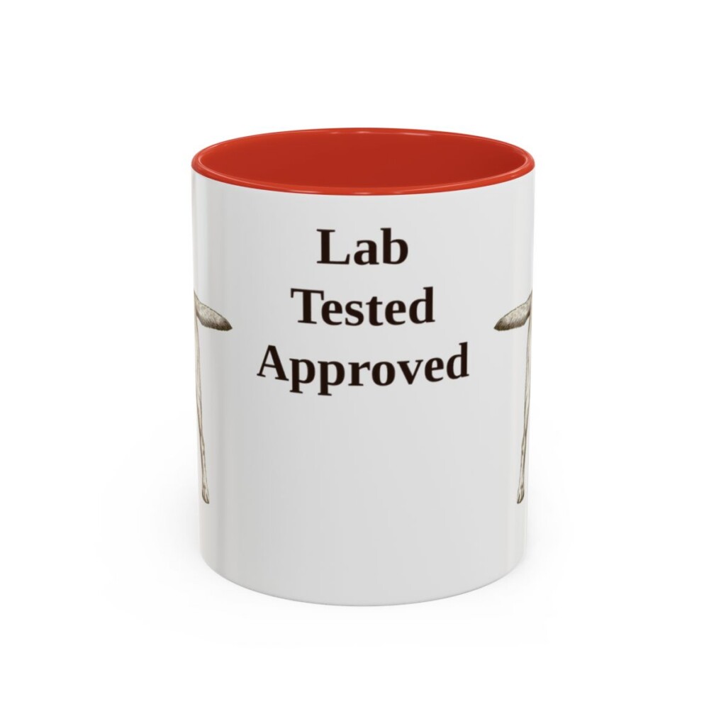 11oz Funny Labrador Retriever Mug, Red, front view
