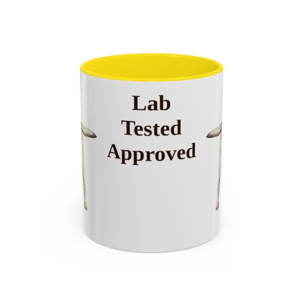 11oz Funny Labrador Retriever Mug, Yellow, front view