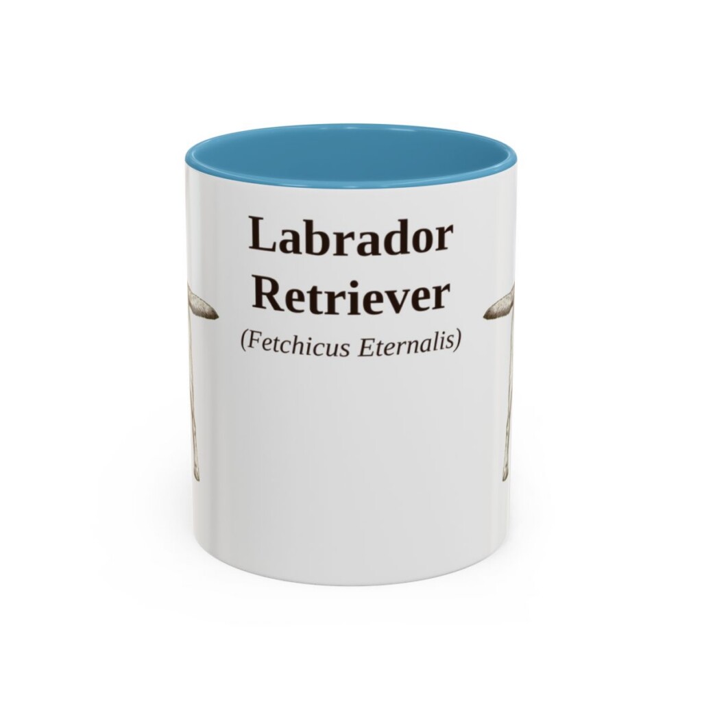 11oz-labrador-retriever-mug-latin-light-blue 11oz Labrador Retriever Latin Mug, Light Blue, front view