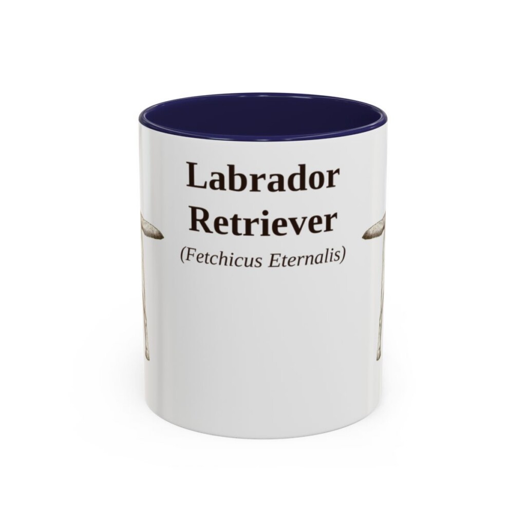 11oz-labrador-retriever-mug-latin-navy 11oz Labrador Retriever Latin Mug, Navy, front view