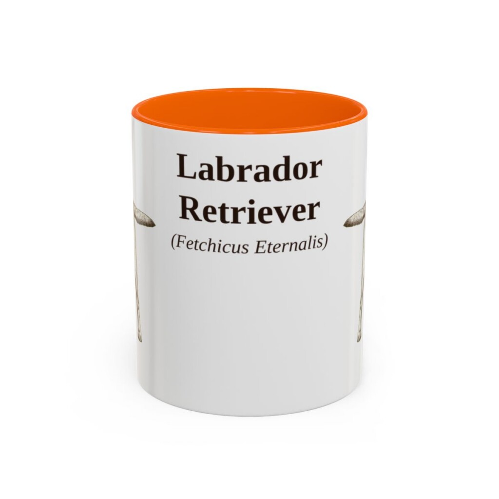 11oz-labrador-retriever-mug-latin-orange 11oz Labrador Retriever Latin Mug, Orange, front view