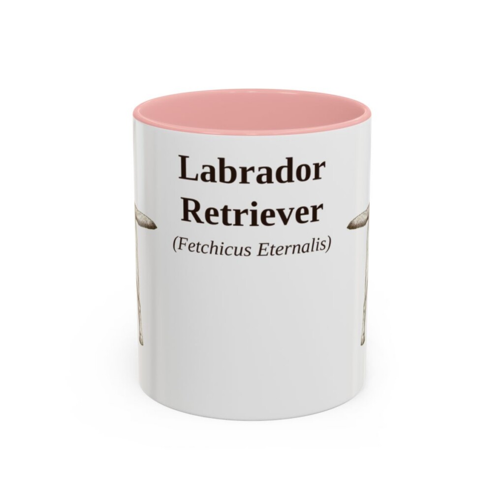 11oz-labrador-retriever-mug-latin-pink 11oz Labrador Retriever Latin Mug, Pink, front view