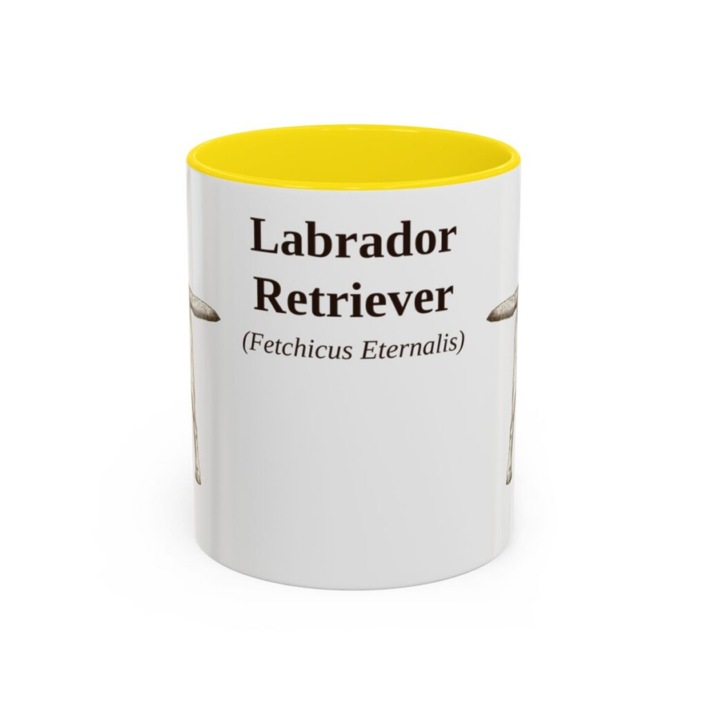 11oz-labrador-retriever-mug-latin-yellow 11oz Labrador Retriever Latin Mug, Yellow, front view