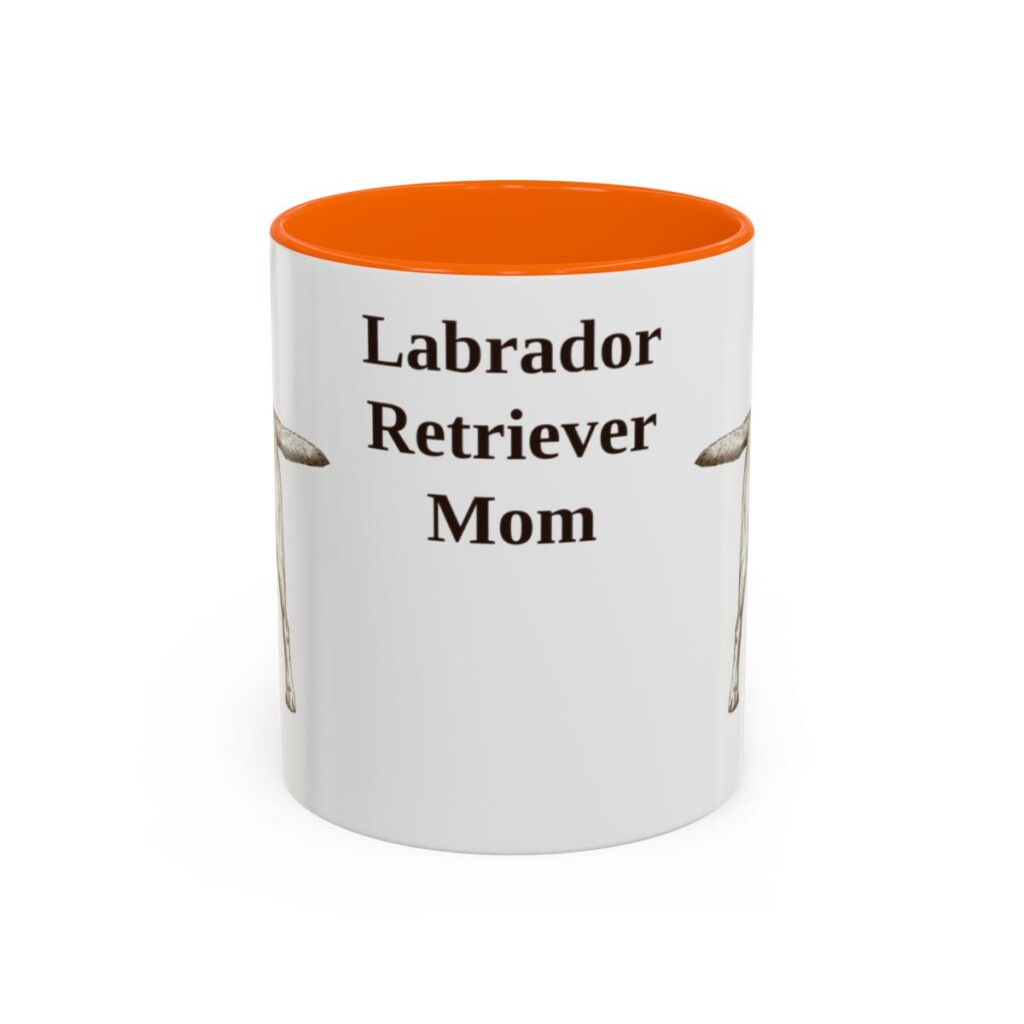 11oz Labrador Retriever Dog Mom Mug, Orange, front view