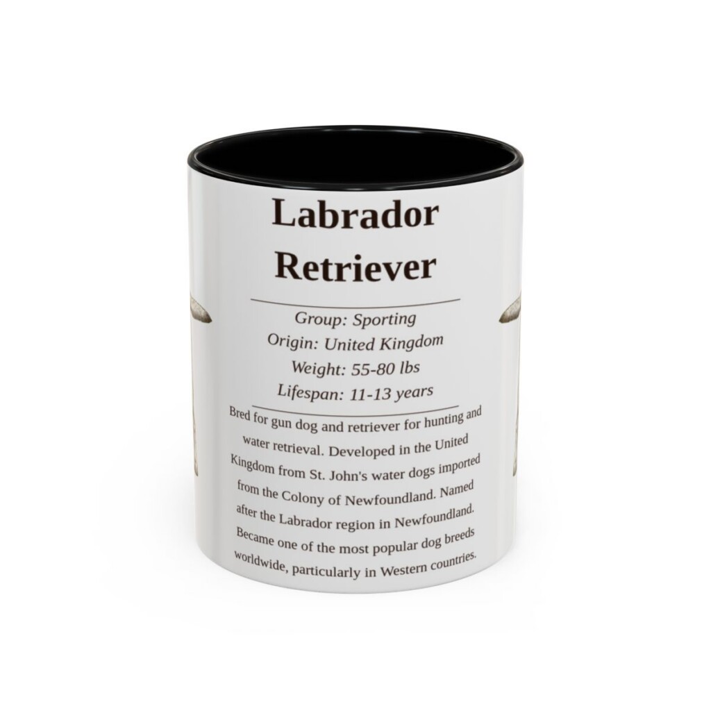 11oz Labrador Retriever Mug, Black, front view
