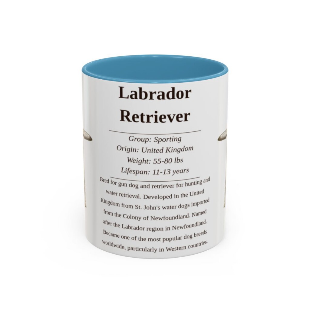 11oz Labrador Retriever Mug, Light Blue, front view