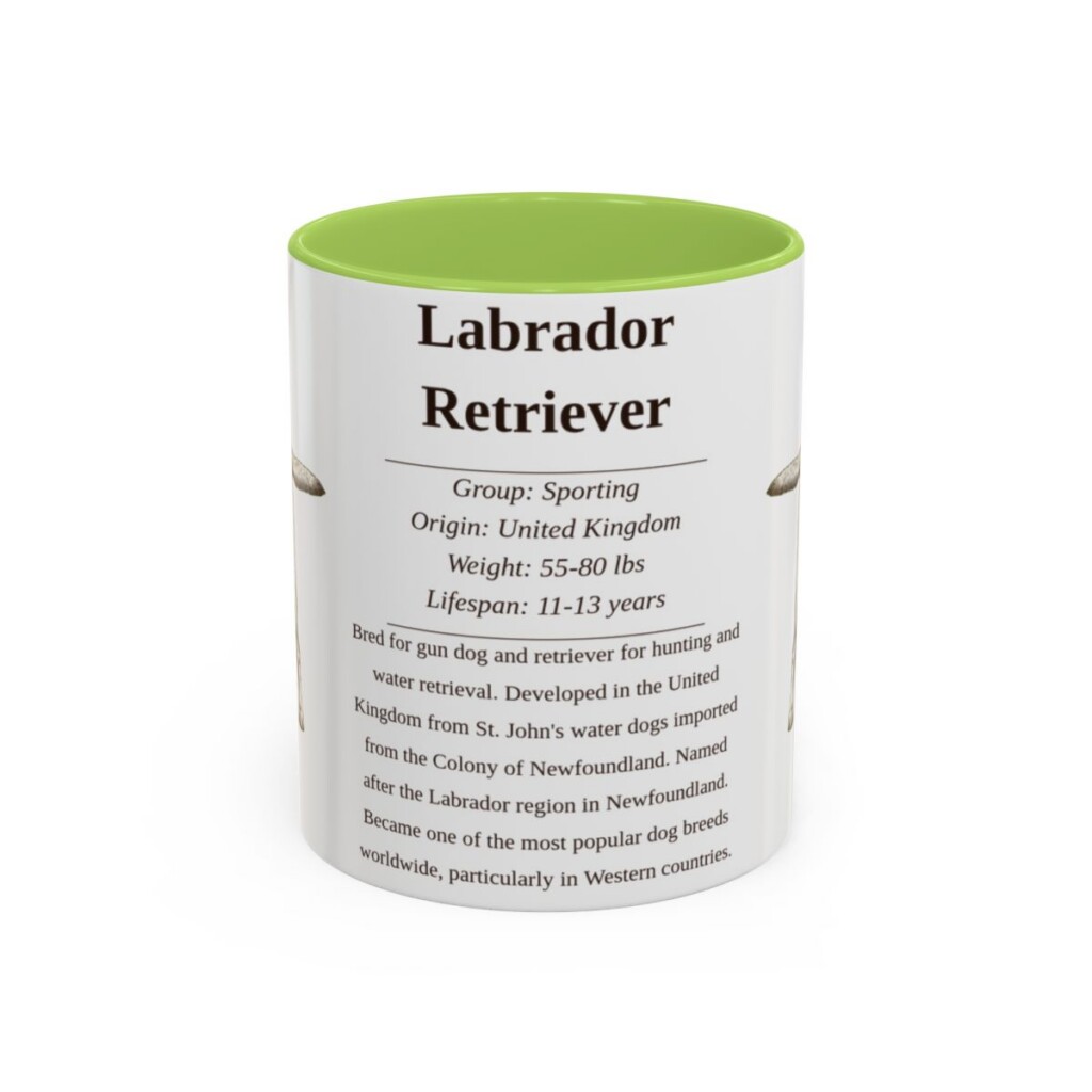 11oz Labrador Retriever Mug, Light Green, front view