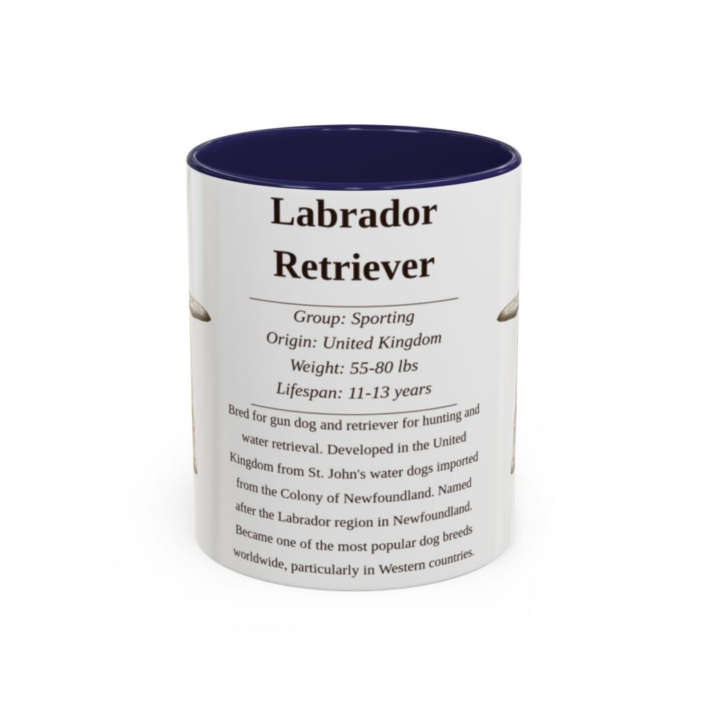 11oz Labrador Retriever Mug, Navy, front view