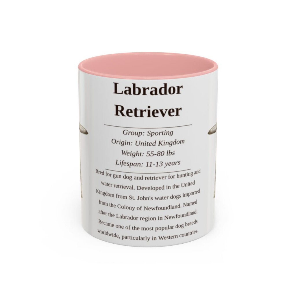11oz Labrador Retriever Mug, Pink, front view