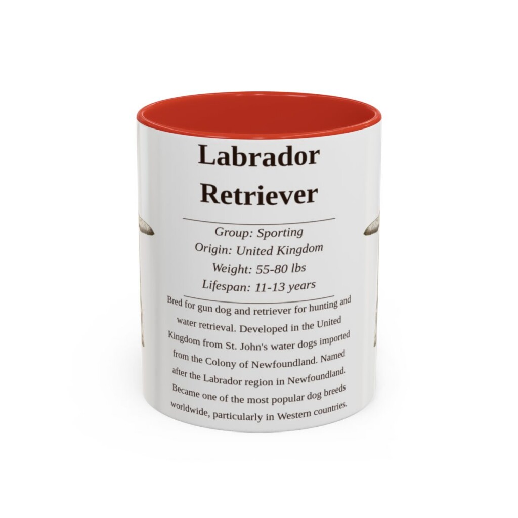 11oz Labrador Retriever Mug, Red, front view
