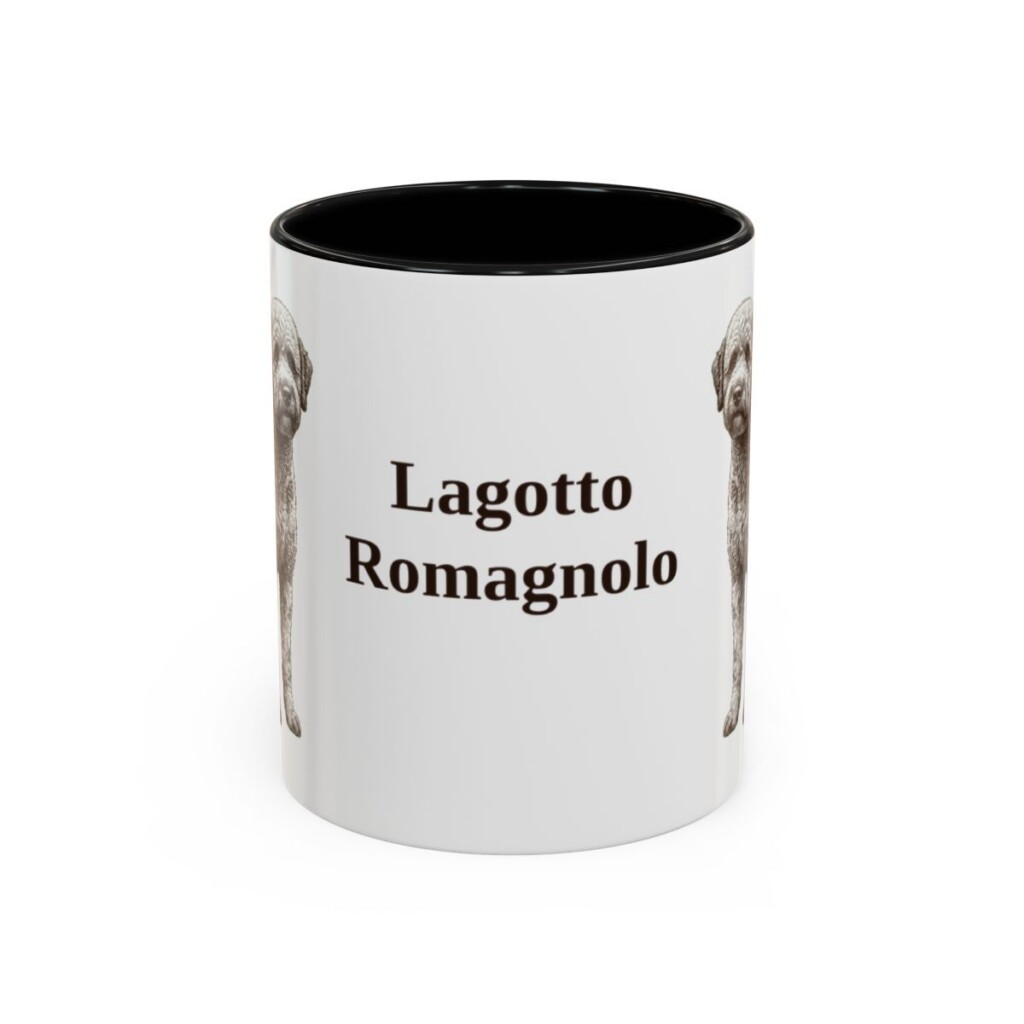 11oz-lagotto-romagnolo-mug-black-front 11oz Lagotto Romagnolo Mug, Black, front view