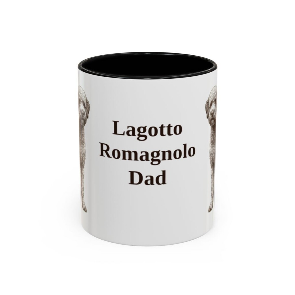 11oz-lagotto-romagnolo-mug-dad-black-front 11oz Lagotto Romagnolo Dog Dad Mug, Black, front view