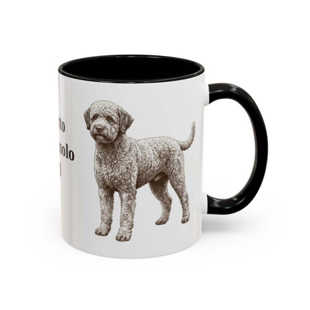 11oz-lagotto-romagnolo-mug-dad-black-right 11oz Lagotto Romagnolo Dog Dad Mug, Black, right side view