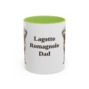 11oz-lagotto-romagnolo-mug-dad-light-green 11oz Lagotto Romagnolo Dog Dad Mug, Light Green, front view