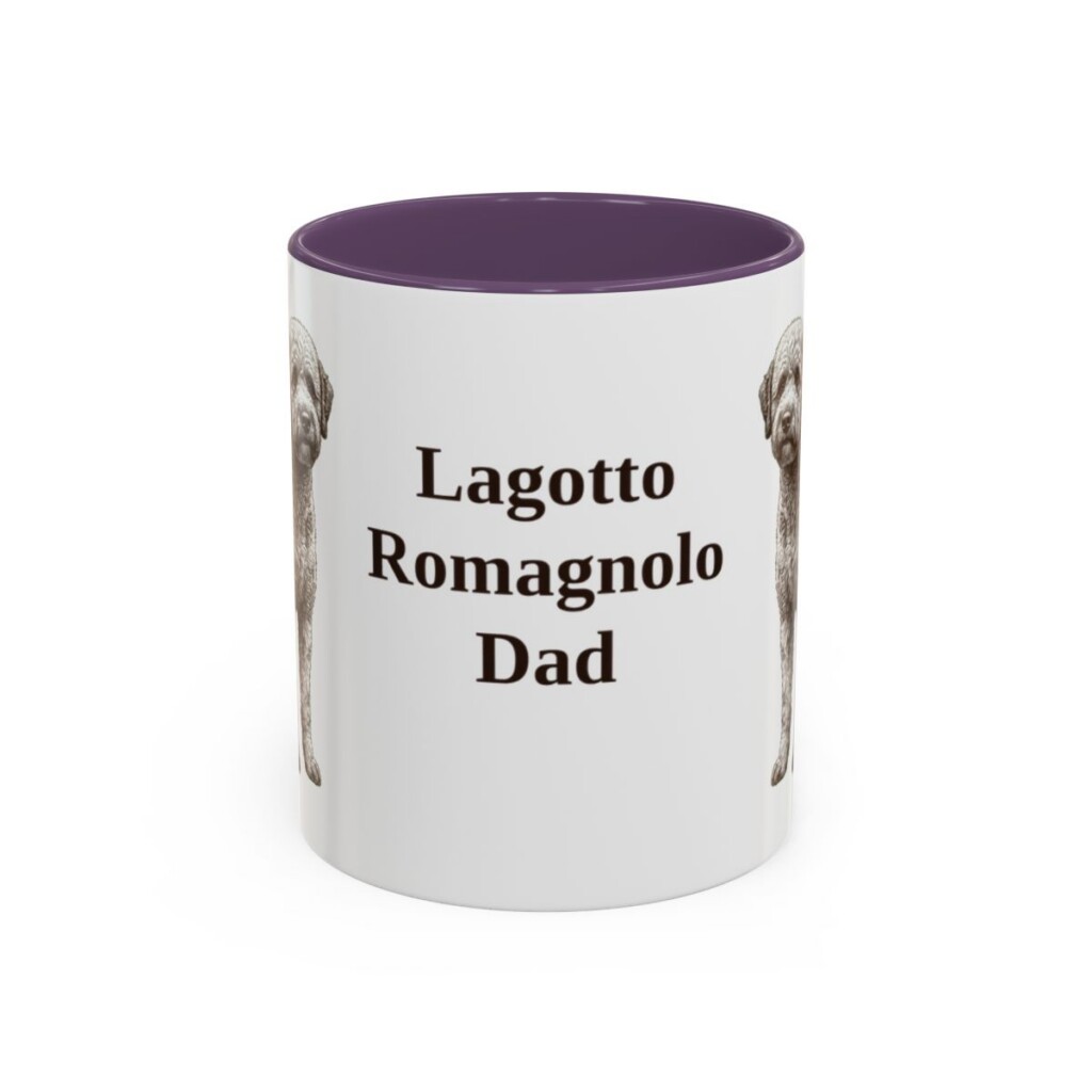 11oz-lagotto-romagnolo-mug-dad-purple 11oz Lagotto Romagnolo Dog Dad Mug, Purple, front view
