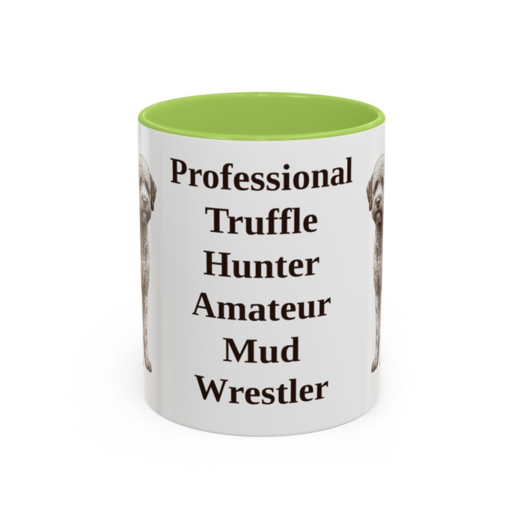 11oz-lagotto-romagnolo-mug-humor-light-green 11oz Funny Lagotto Romagnolo Mug, Light Green, front view