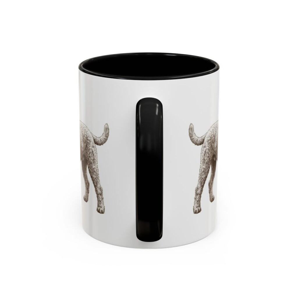 11oz Lagotto Romagnolo Latin Mug, Black, back view