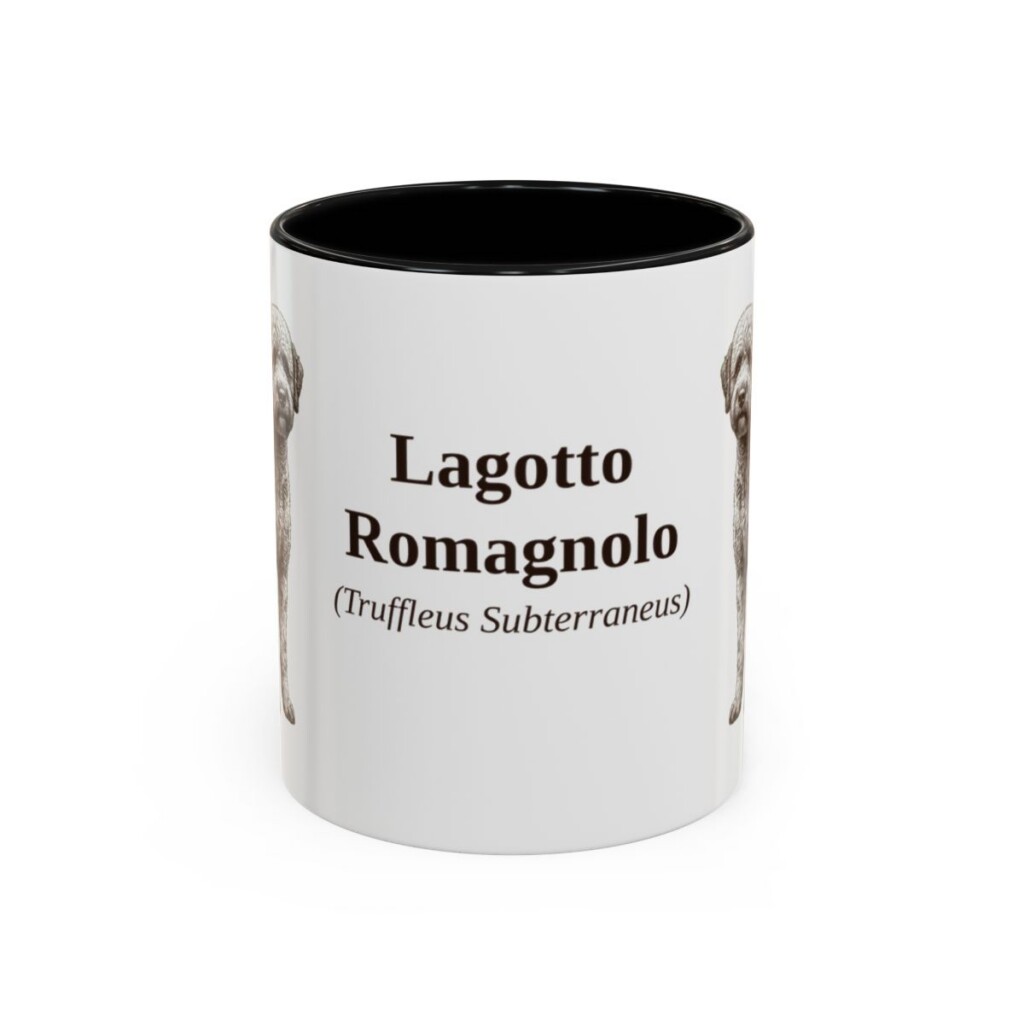 11oz Lagotto Romagnolo Latin Mug, Black, front view