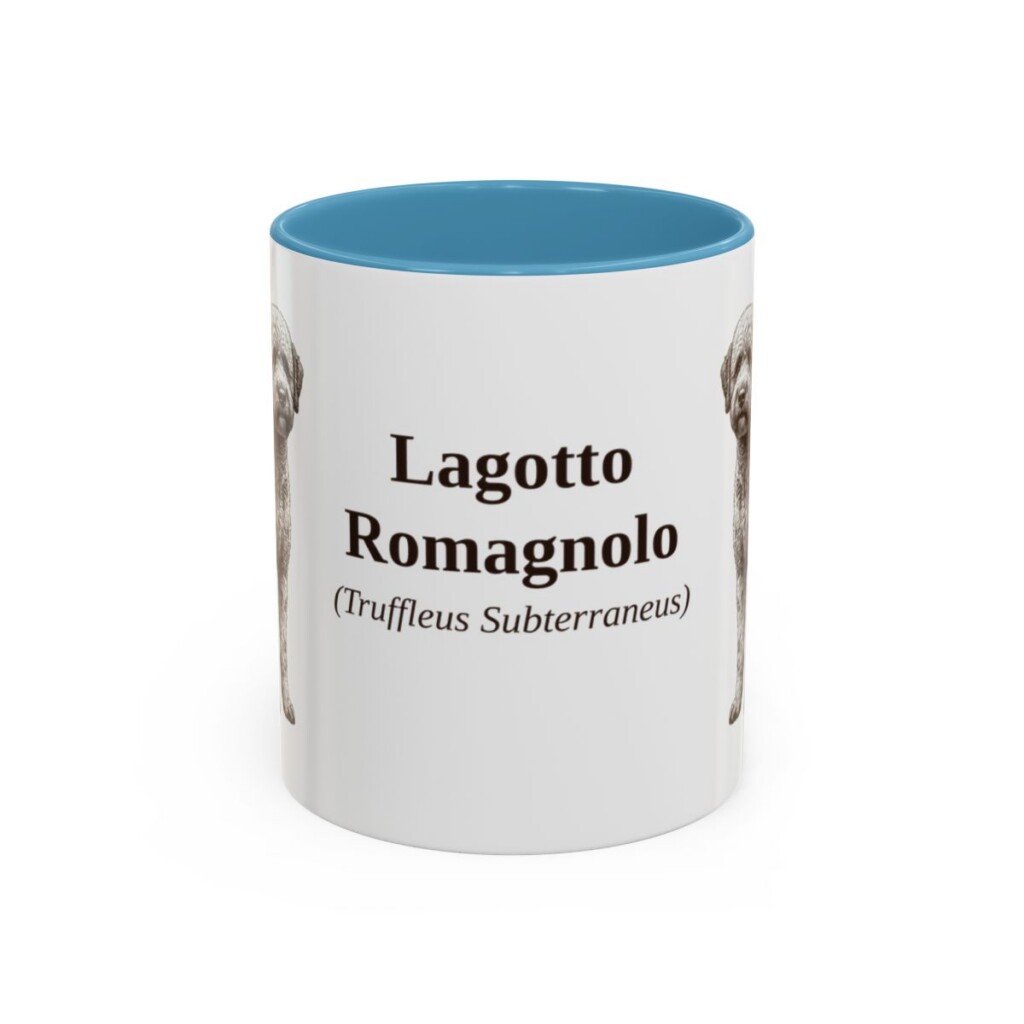 11oz Lagotto Romagnolo Latin Mug, Light Blue, front view