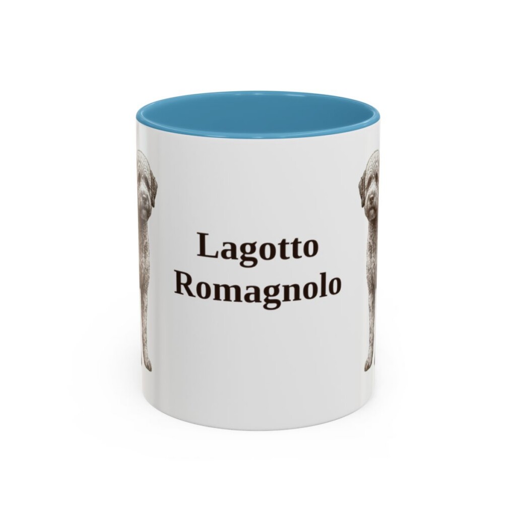 11oz-lagotto-romagnolo-mug-light-blue 11oz Lagotto Romagnolo Mug, Light Blue, front view